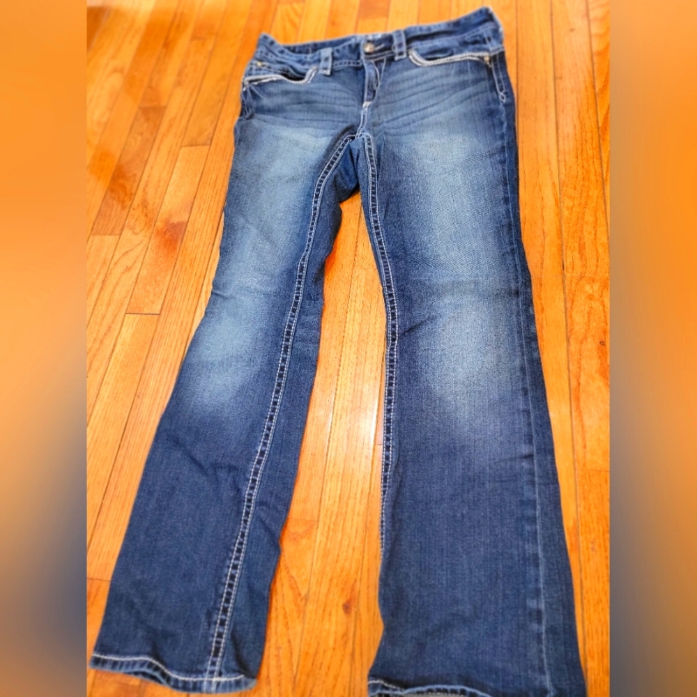 Women's Blue Jeans Maurices Premium Sz 11/12 With Fancy Pockets